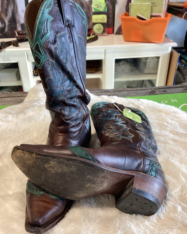 Cowboy Boots 8 Teal Boulet