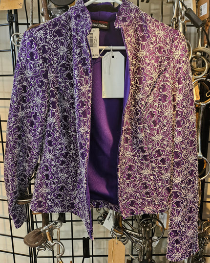 Western Show Shirt Purple Bling M