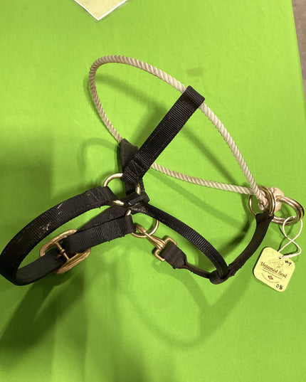 Hackamore Halter Nylon with Rope Black