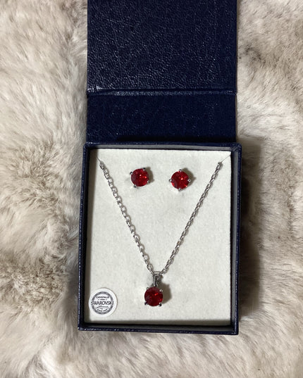Necklace Earring Set Montana Silver Red