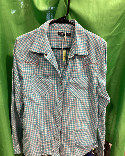 Western Shirt Cruel Blue/Red XL