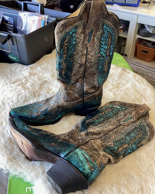 Cowboy boots Teal Size 9