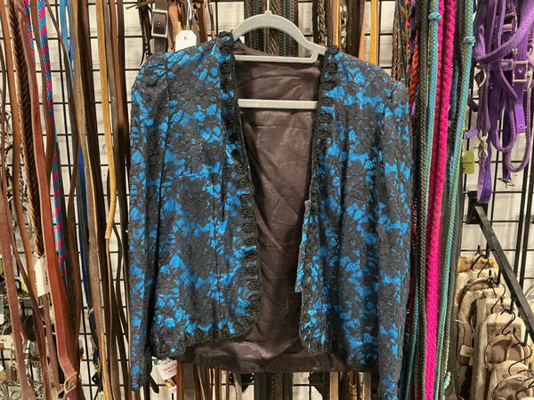 Western Shirt – C Randall Brooks, Blue/Black Fringe (No Size Tag) | Used