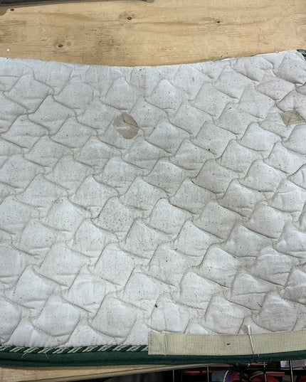 English Saddle Pad White Green Trim