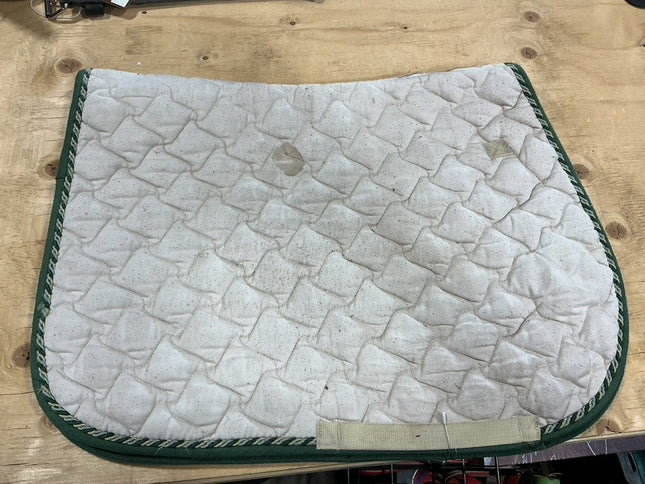 English Saddle Pad White Green Trim