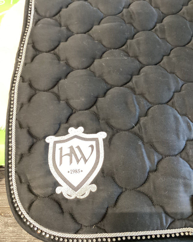 English Saddle Pad Dressage BlK White Bling