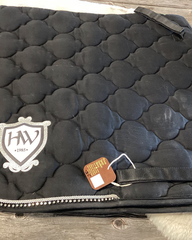 English Saddle Pad Dressage BlK White Bling