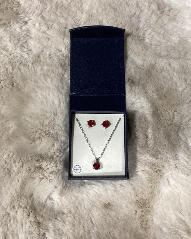 Necklace Earring Set Montana Silver Red