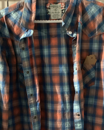 Western Shirt Panhandle orange/blue XL