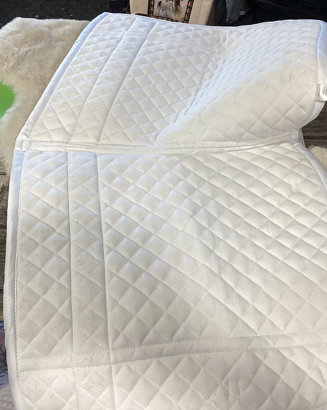 English Saddle Pad Dressage White/BLKStrip