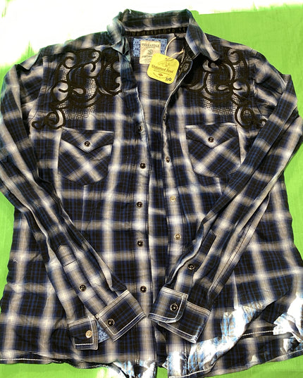 Western Shirt Panhandle SM. Blue Plaid