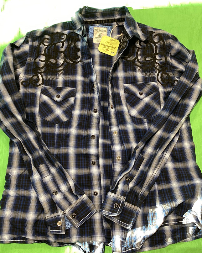 Western Shirt Panhandle SM. Blue Plaid