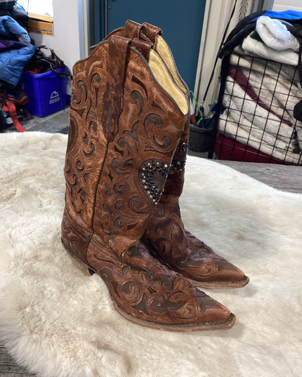 Cowboy Boots Heart Bling 10