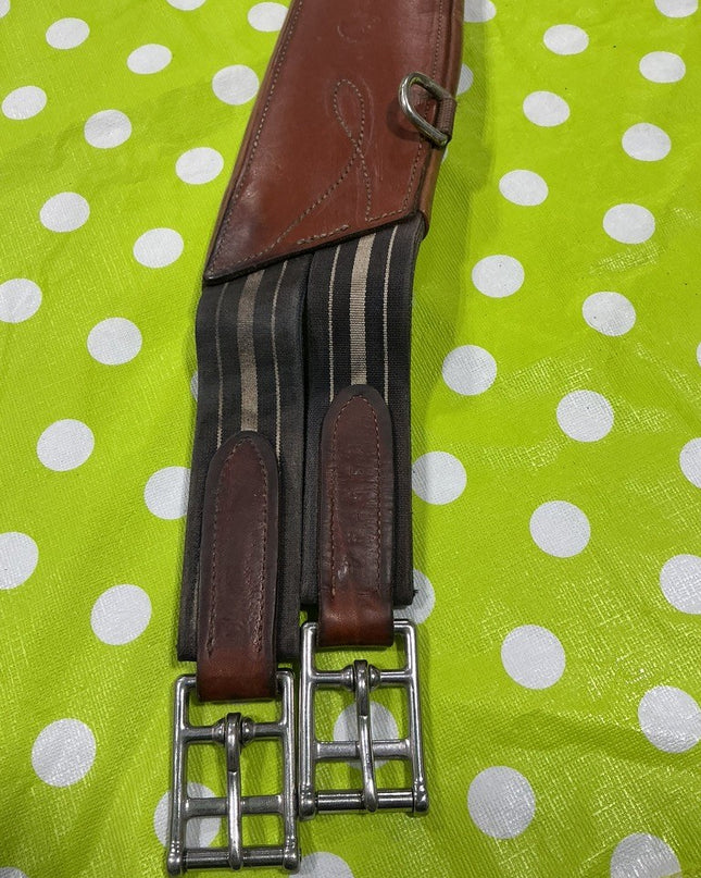 English Girth  54" Elastic Ends Leather Brown