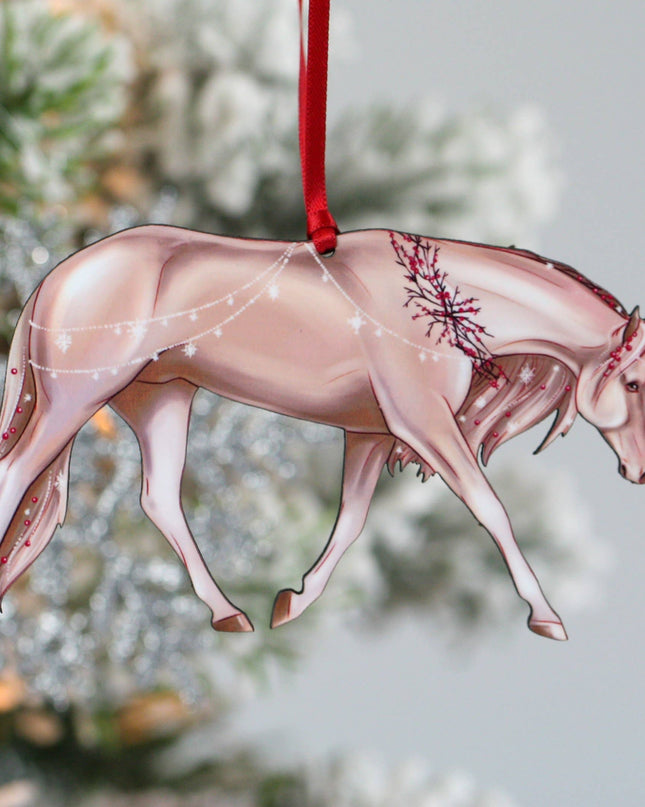 Ornament Quarter Horse Snowflakes and Berries