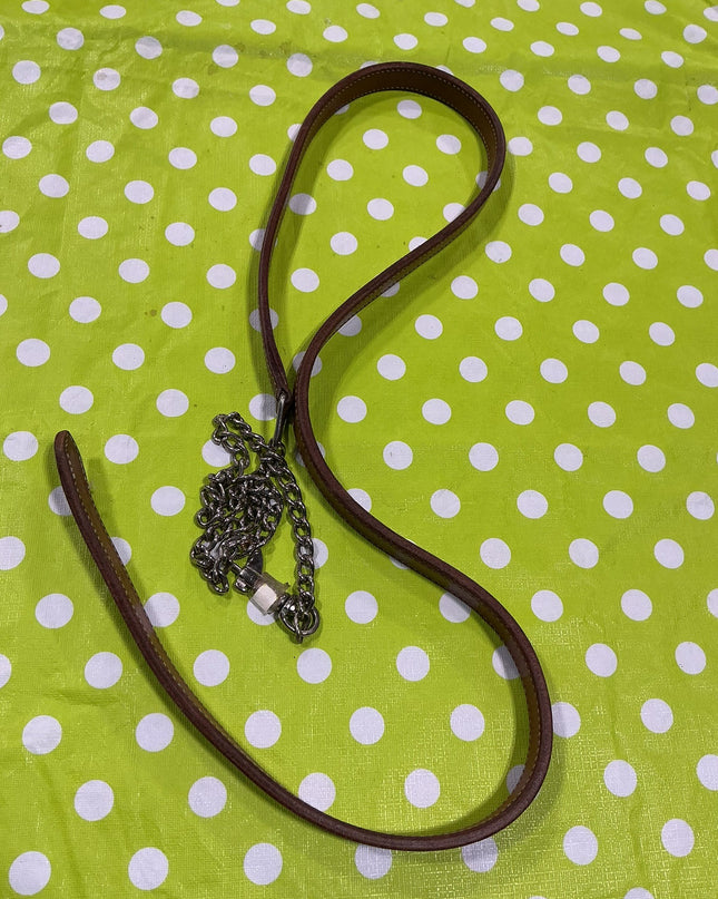 Lead Line with Chain Leather Brown