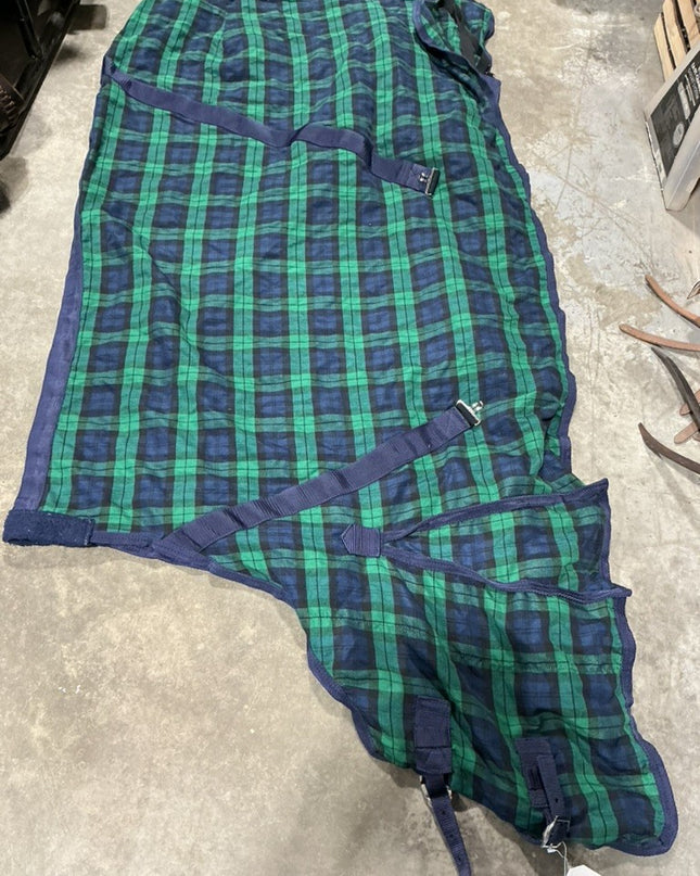 Sheet Summer Poly/Cotton 78" Blue/Green Plaid. Like New