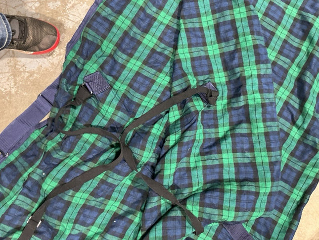 Sheet Summer Poly/Cotton 78" Blue/Green Plaid. Like New