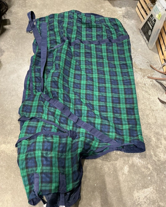 Sheet Summer Poly/Cotton 78" Blue/Green Plaid. Like New