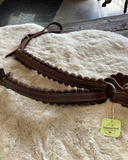 Western  Breast Collar Brown Leather & Wool