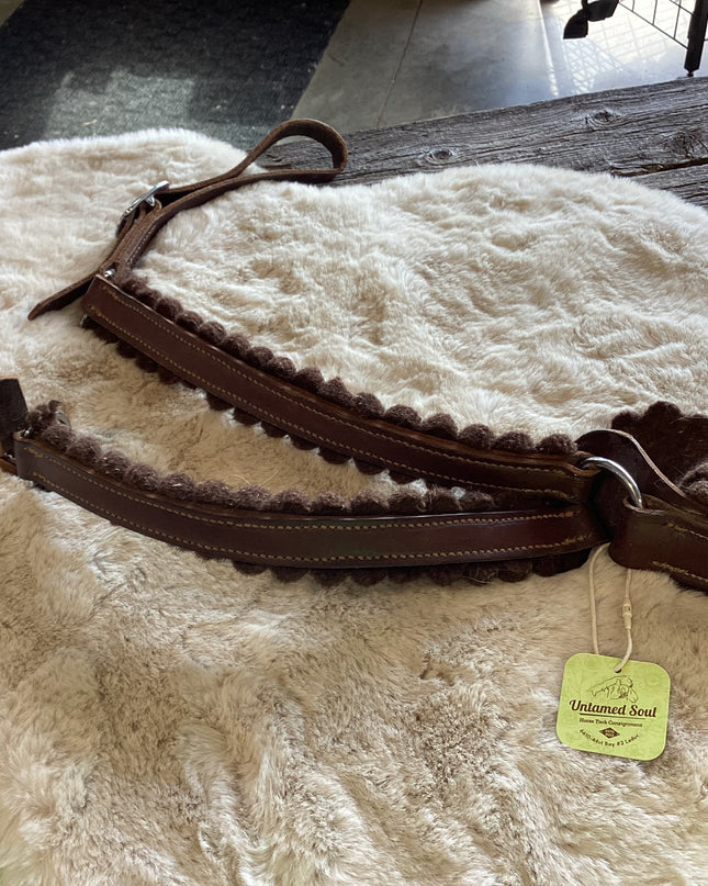 Western  Breast Collar Brown Leather & Wool