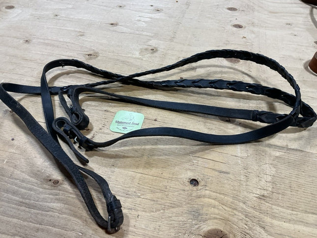 English Reins Leather Braided Black