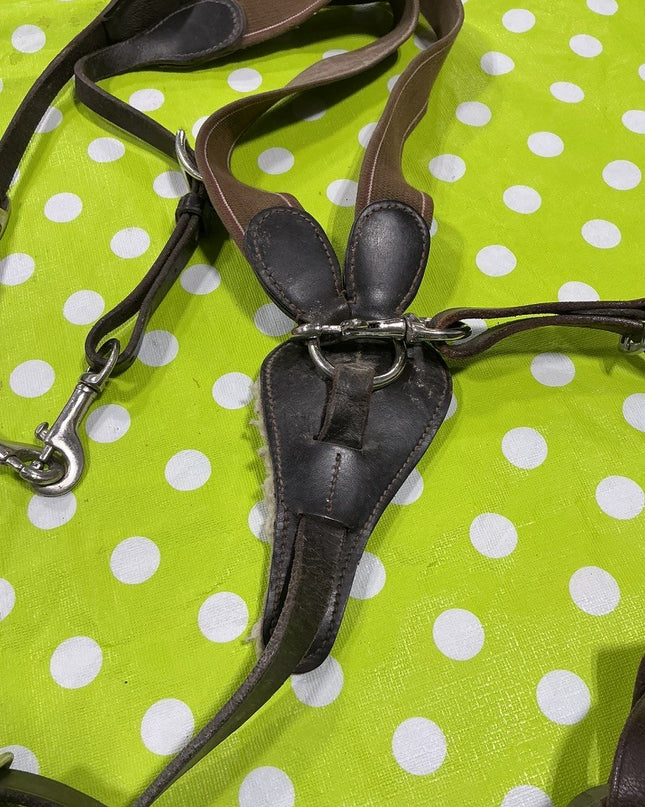 English Breast Collar Leather Brown elastic