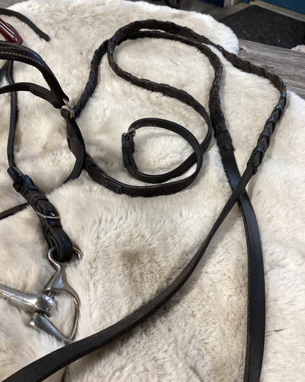 English Bridles Reins & Bit Red Brow Band