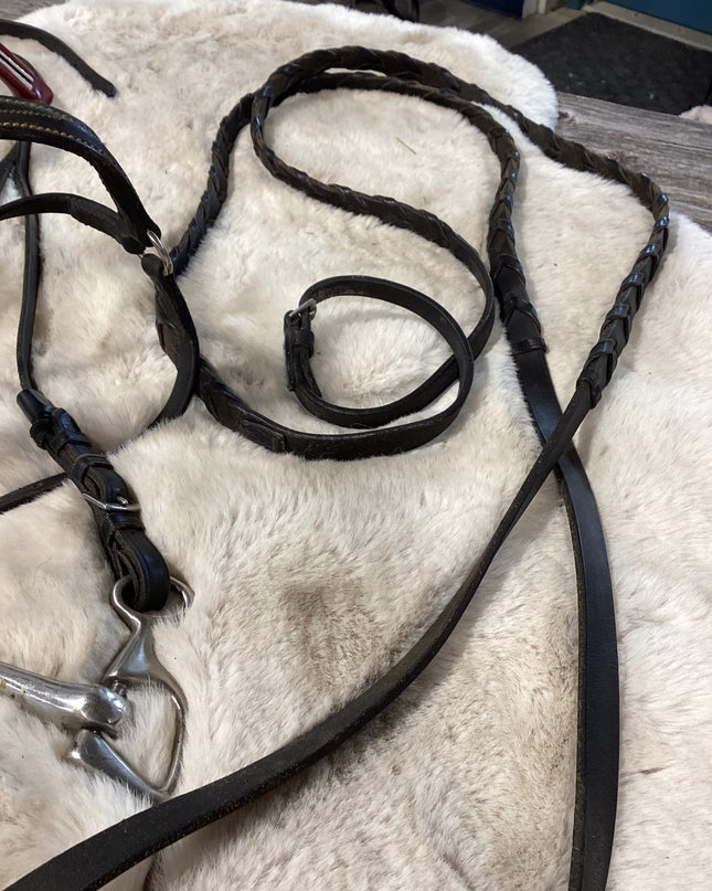 English Bridles Reins & Bit Red Brow Band