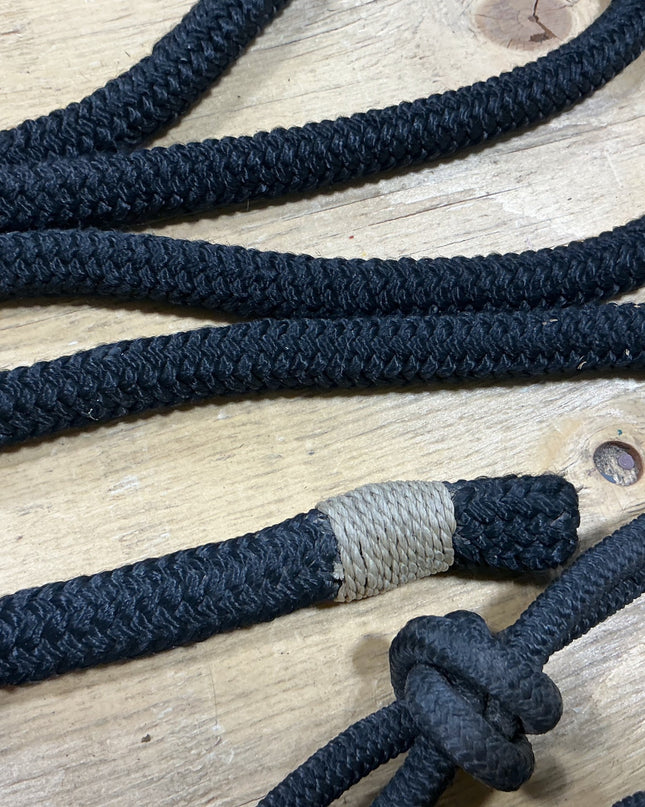 Halter rope with lead Black rawhide noseband