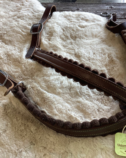 Western  Breast Collar Brown Leather & Wool