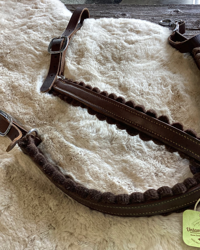 Western  Breast Collar Brown Leather & Wool