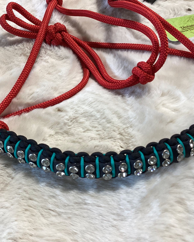 Halter Rope REd/BlackTurquoise Bling