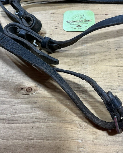 English Reins Leather Braided Black