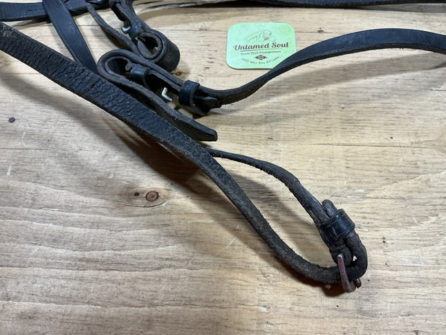 English Reins Leather Braided Black
