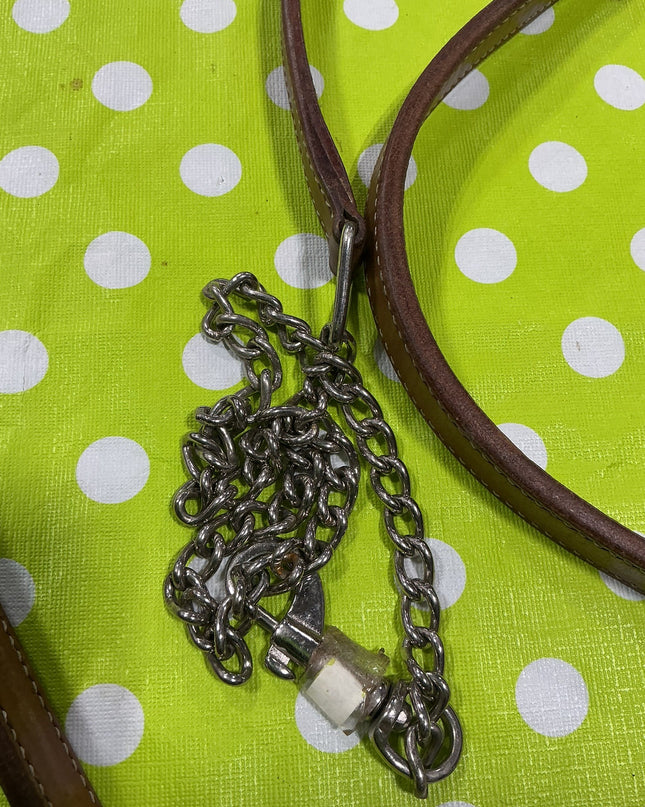 Lead Line with Chain Leather Brown
