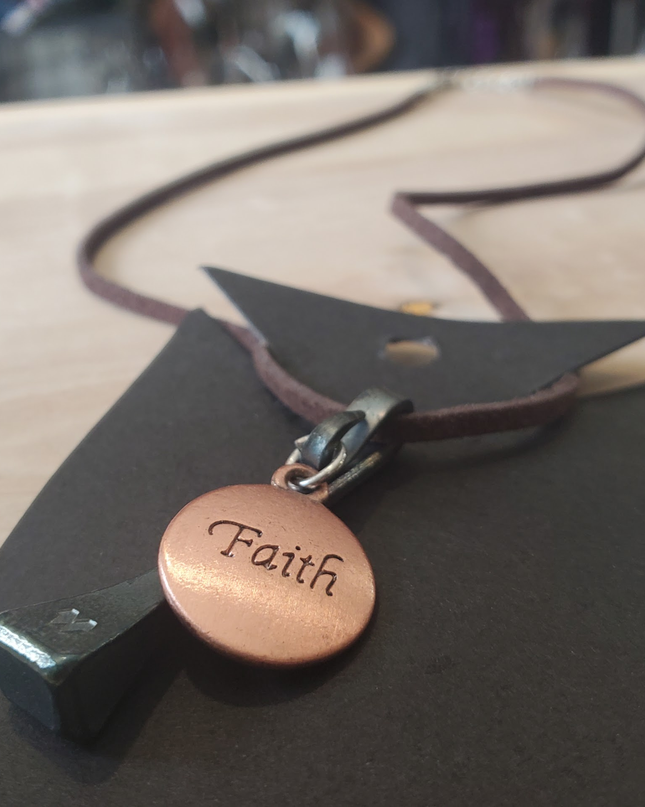Necklace Horseshoe Nail and Faith Charm Pendant