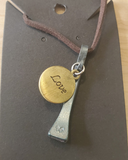 Horseshoe Nail and Love Charm Pendant