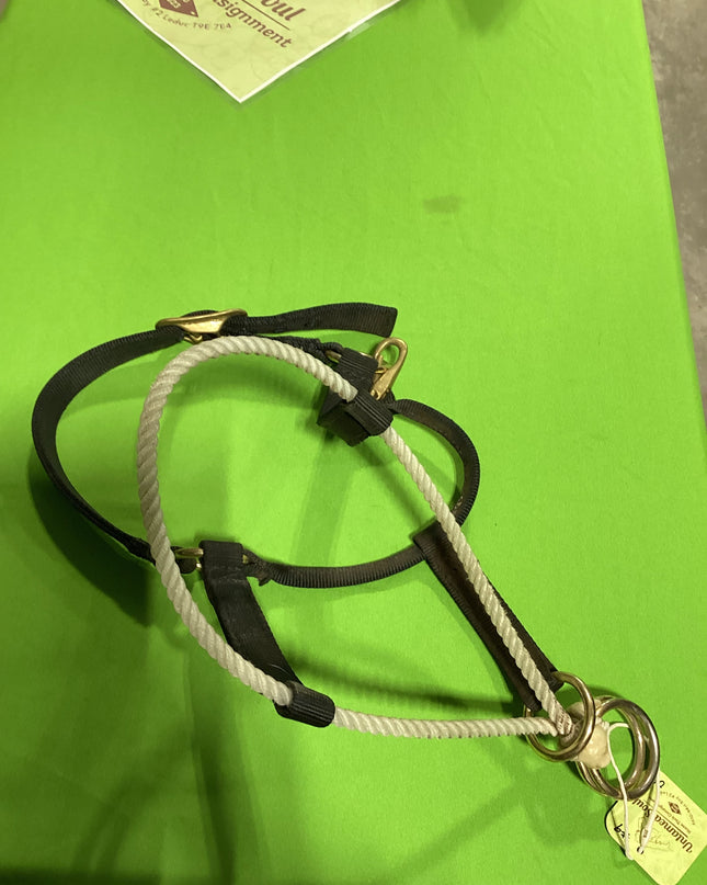 Hackamore Halter Nylon with Rope Black