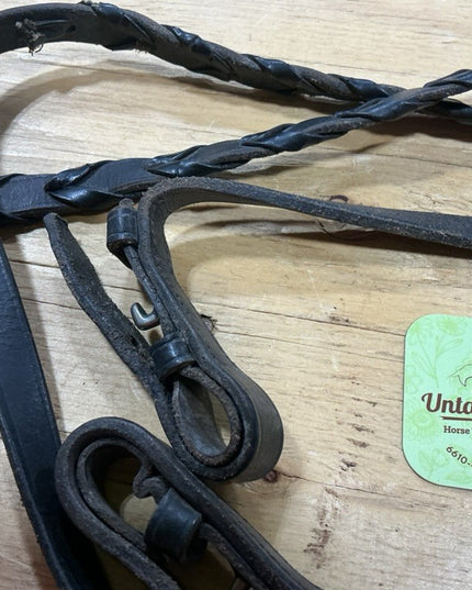 English Reins Leather Braided Black