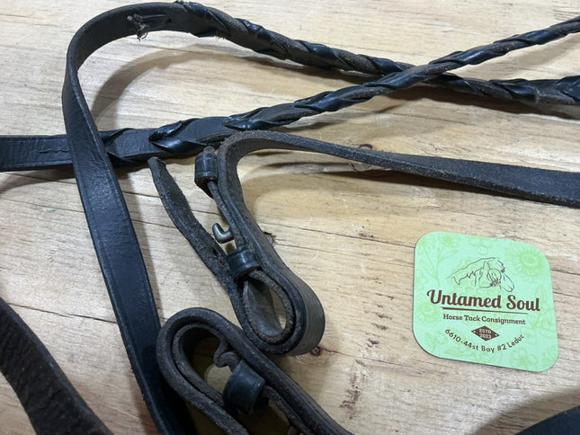 English Reins Leather Braided Black