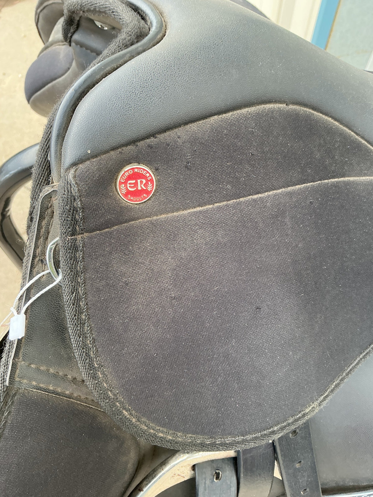 English Saddle – Euro Riders All Purpose, Black S17" G6" Interchangeable Gullet, with Stirrups | Used