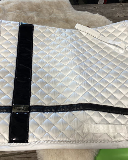 English Saddle Pad Dressage White/BLKStrip