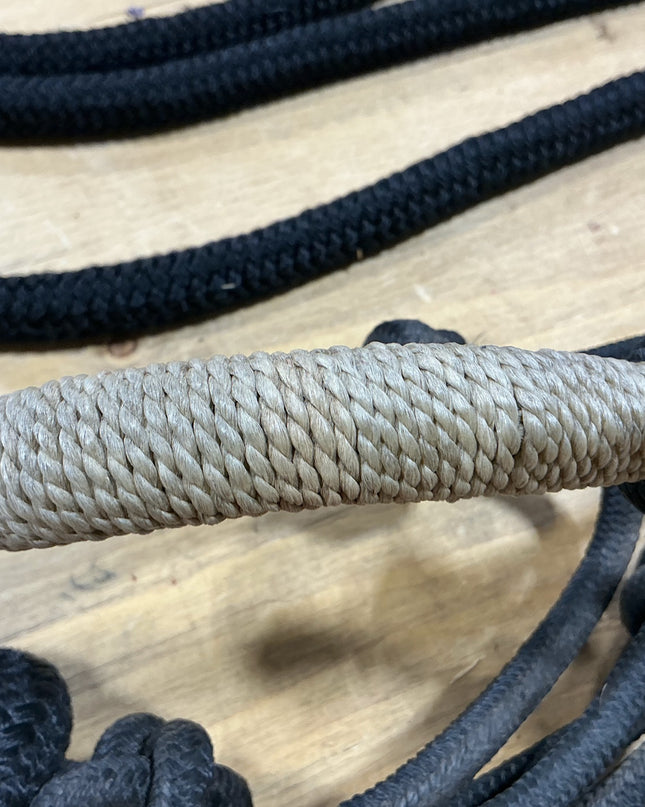 Halter rope with lead Black rawhide noseband