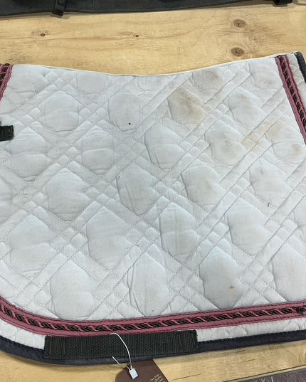 English Saddle Pad White Full Purple/Blue Trim