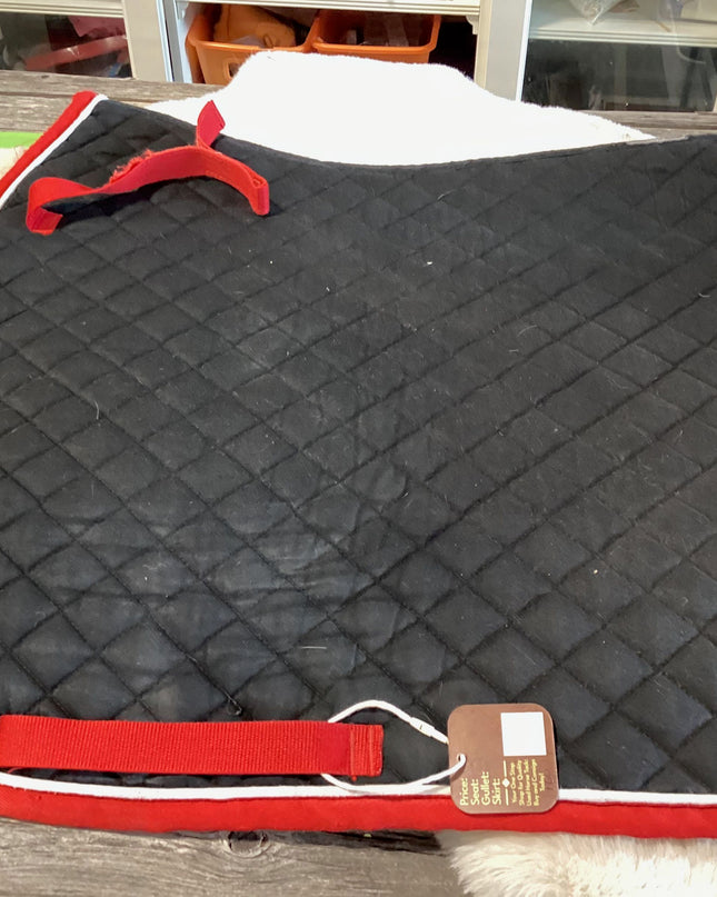 English Saddle pad BLK/WhiteRedTrim Full
