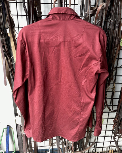 Western Shirt Burgundy Zipper Hidden By button flap -Large