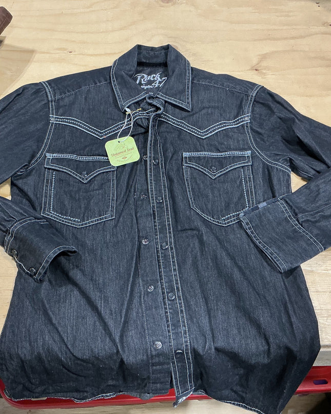western shirt small black rock 47 wrangler