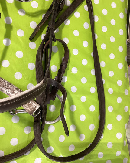 English Bridle Little Bling Bit Rubber Reins