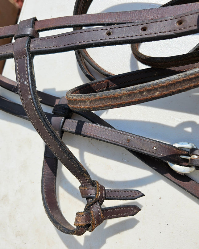 English Bridle Dark Oil Reins and 5" Bit